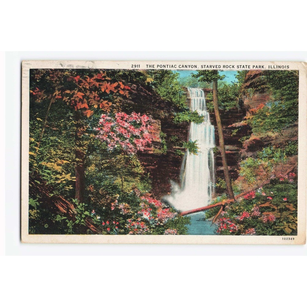 Vintage Starved Rock State Park Illinois Pontiac Canyon Linen Postcard 1930